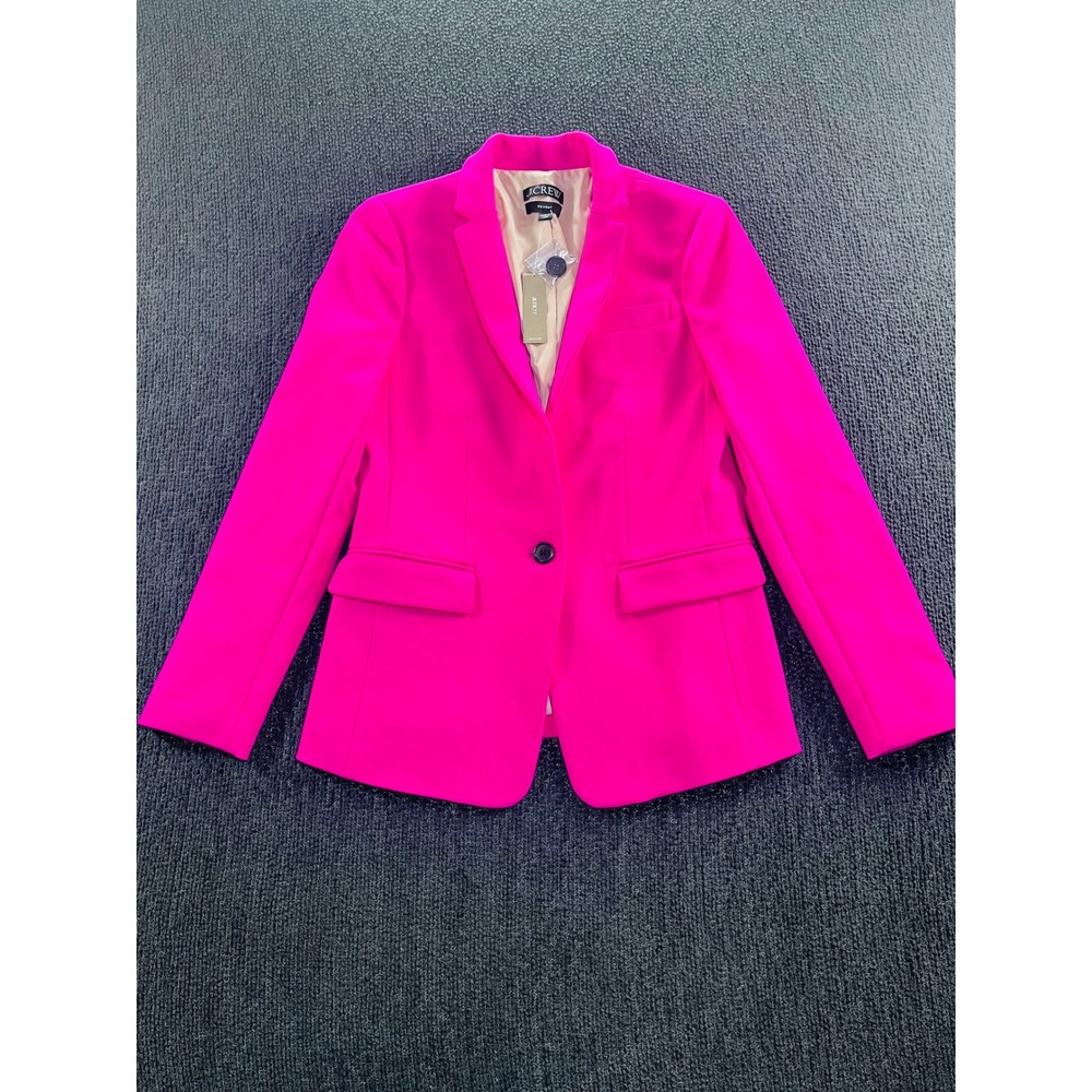 J.Crew Regent Blazer Womens Sz 0 Magenta Pink Bi-Stretch Single Button Jacket